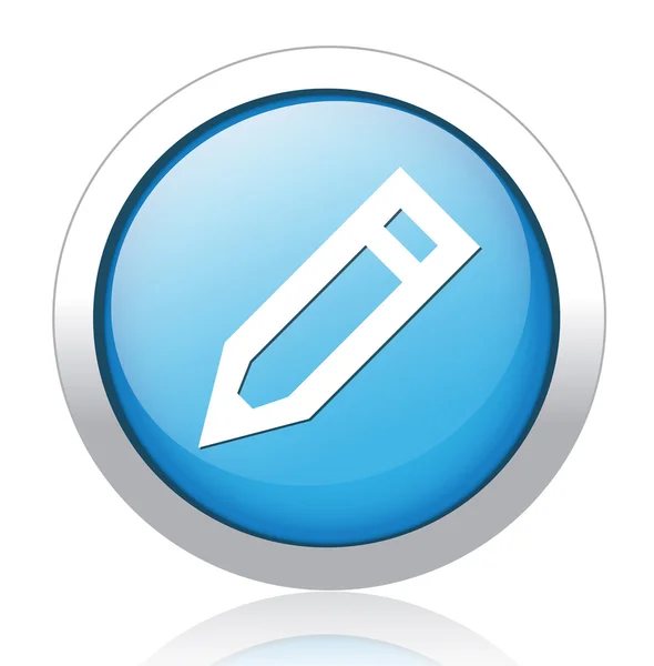 鉛筆デザイン銀製青いボタン — ストックベクタ