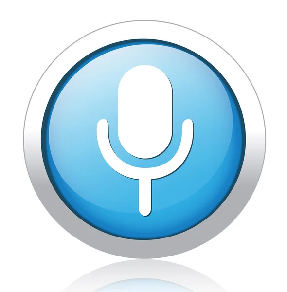 Diseño del botón azul plateado del micrófono — Archivo Imágenes Vectoriales