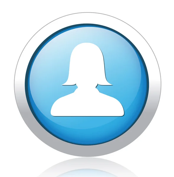 Desain tombol profil biru perempuan - Stok Vektor