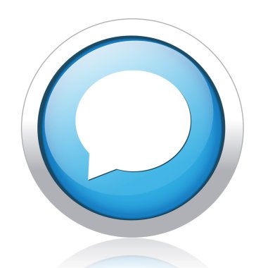 Konuşma balonu mavi düğme tasarım