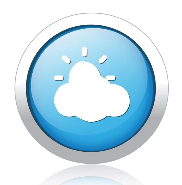 Sun behind cloud design button — Stock Vector