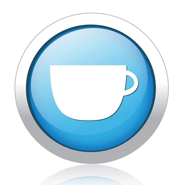 咖啡杯设计蓝色按钮 — 图库矢量图片