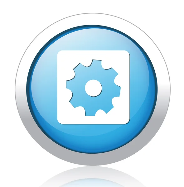 Settings silver blue button design — Stock Vector