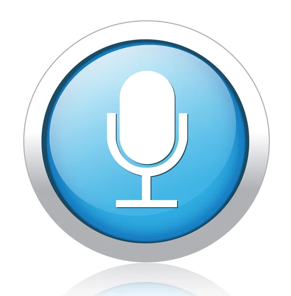 Design buton albastru argintiu microfon — Vector de stoc