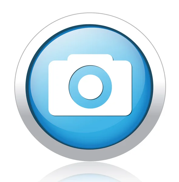 Дизайн камери сріблясто-блакитна кнопка — стоковий вектор