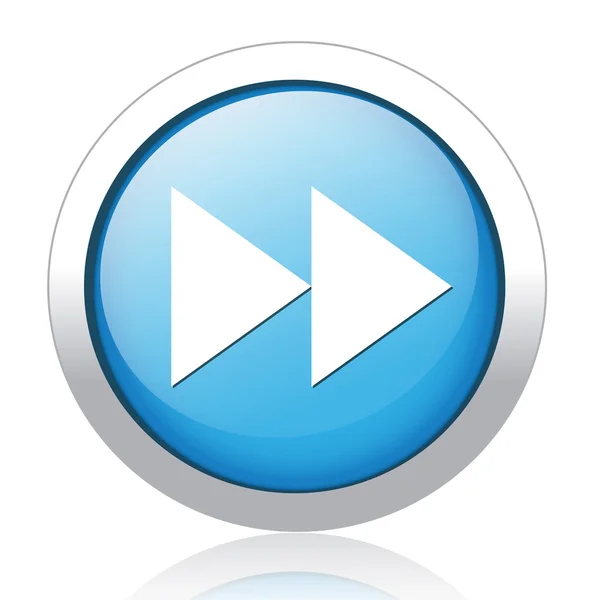 Rewind conception bouton bleu argenté — Image vectorielle