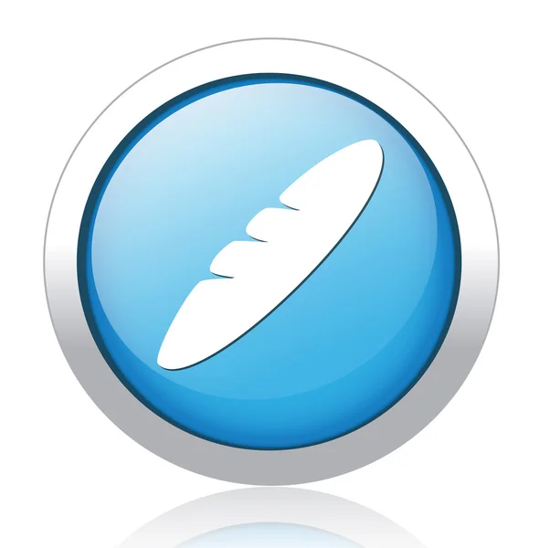 パン デザイン銀製青いボタン — ストックベクタ
