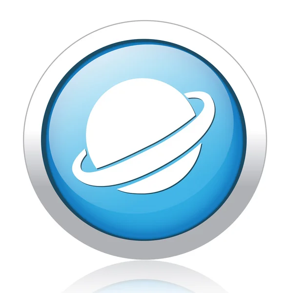 Modré tlačítko design stříbrné planety — Stockový vektor