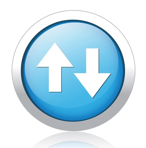 Pijlen zilveren blauwe knop ontwerp — Stockvector