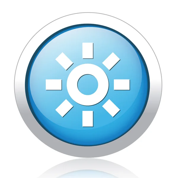 Sun design silver blue button — Stock Vector