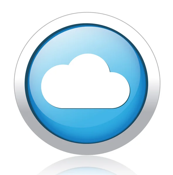 Cloud design argent bouton bleu — Image vectorielle