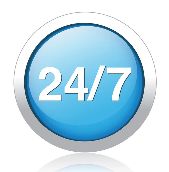 Diseño de botón azul plateado 24-7 — Vector de stock