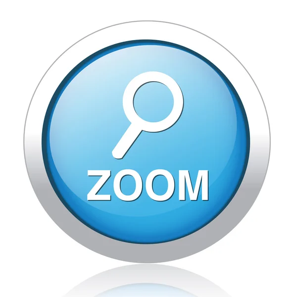 ZOOM argento blu pulsante di progettazione — Vettoriale Stock