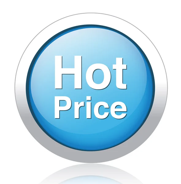 Hot cena modré tlačítko design — Stockový vektor