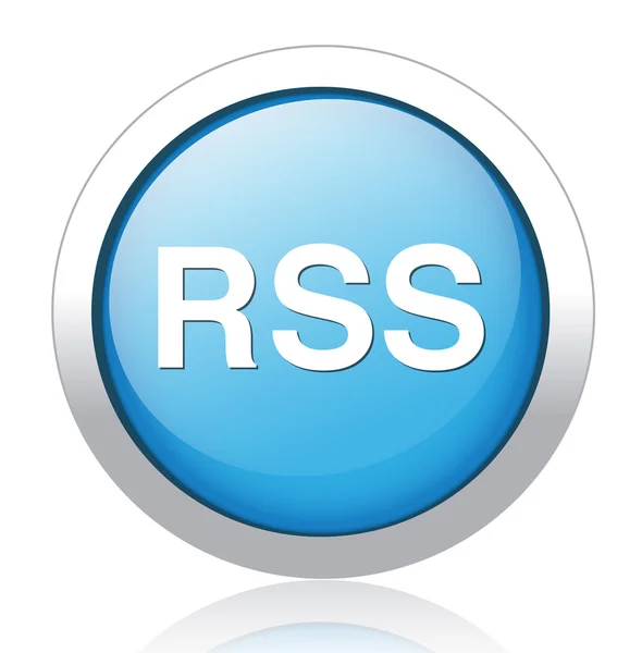 RSS Gümüş Mavi düğmeye tasarım — Stok Vektör
