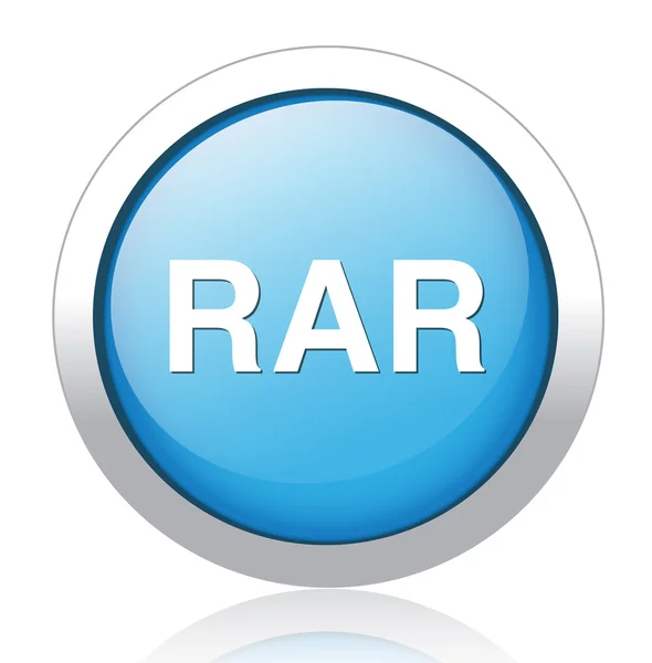 RAR silver blue button design — Stock Vector