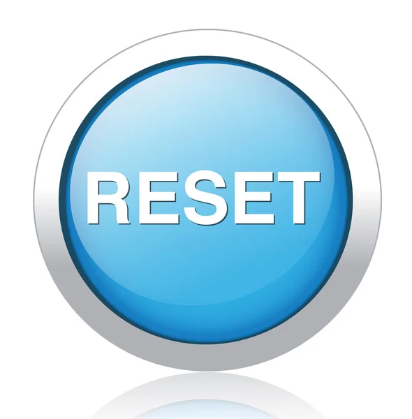 RESET silver blue button design — Stock Vector