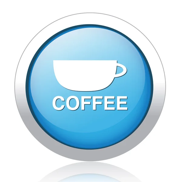 COFFEE design bouton bleu argenté — Image vectorielle