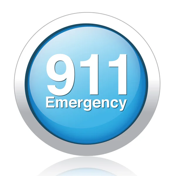 911 긴급 파란색 버튼 디자인 — 스톡 벡터