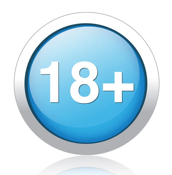 18PLUS silver blue button design — Stock Vector