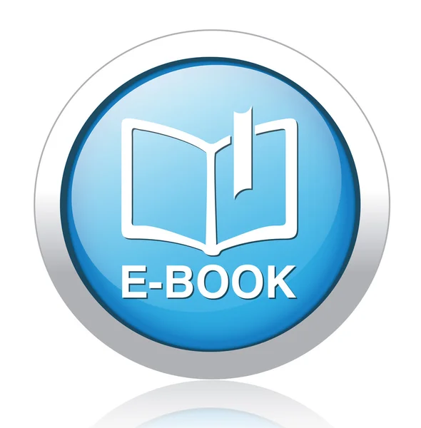 Projekt E-Book srebrny niebieski przycisk — Wektor stockowy