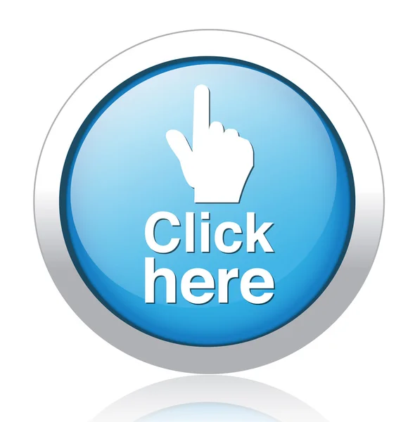 Clique aqui design botão azul — Vetor de Stock
