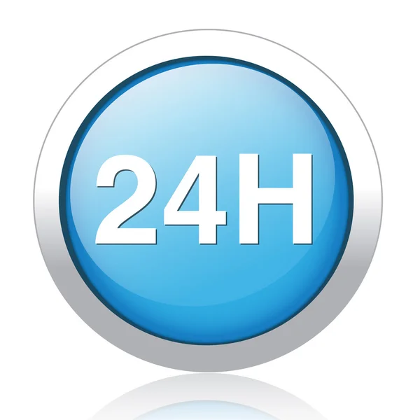 24 h 銀青色のボタン デザイン — ストックベクタ