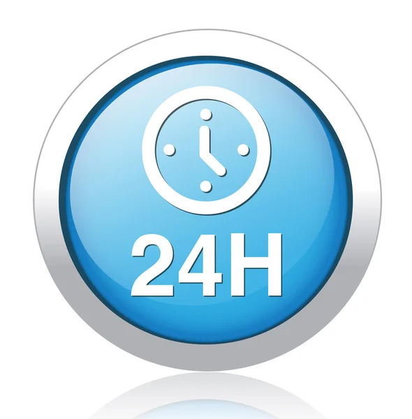 24H silver blue button design — Stock Vector