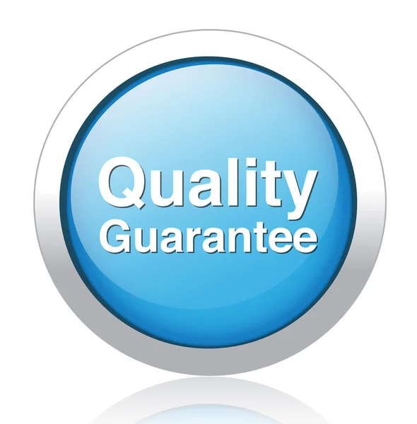 Quality Guarantee blue button design — Stock Vector