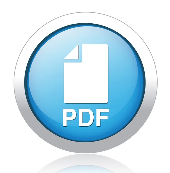 Pdf azul redondo brillante icono web — Vector de stock