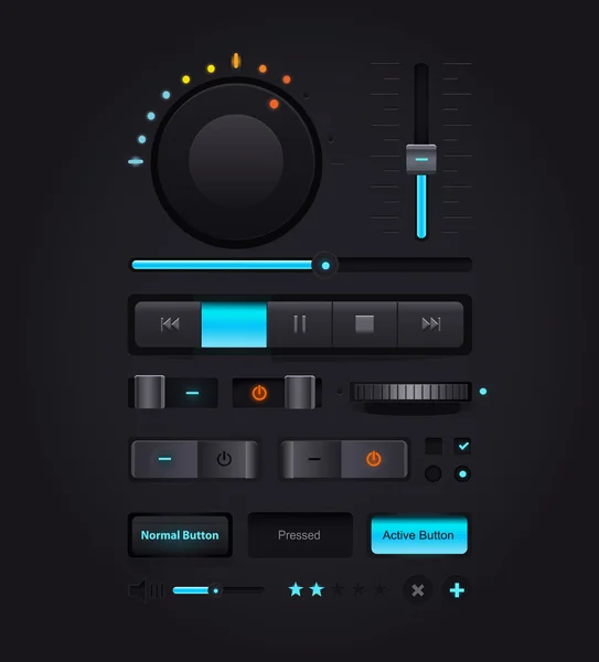 Éléments d'interface utilisateur web sombre — Image vectorielle