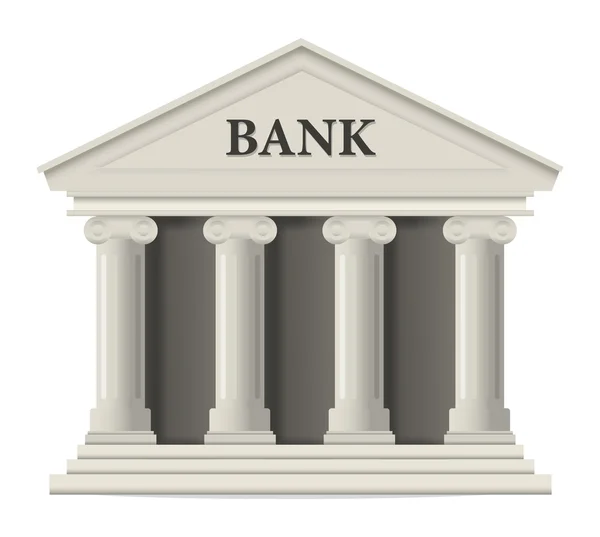 Ícone do edifício do banco branco — Vetor de Stock