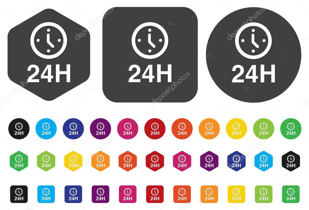 24 hours a day icon isolated on white background