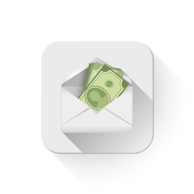 bir zarf, app b uzun gölge sürümüyle dolar para