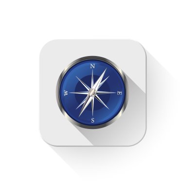 app düğmesinin üzerinde uzun gölge ile parlak pusula