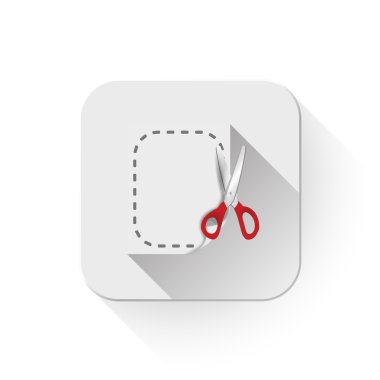 Belge simgesi uzun gölge ile app düğmenin üzerinde kesme