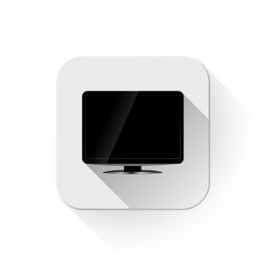 boş lcd tv app düğmesinin üzerinde uzun gölge ile şablon simgesi