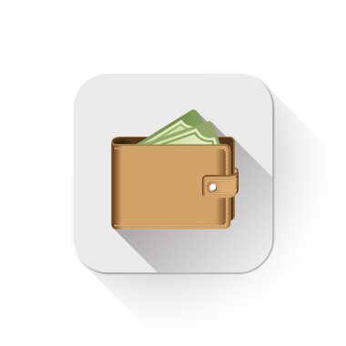 para cüzdanı simgesi ile app düğmesinin üzerinde uzun gölge