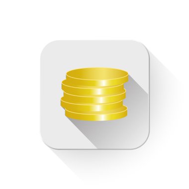 app düğmesinin üzerinde uzun gölge ile sikke simge