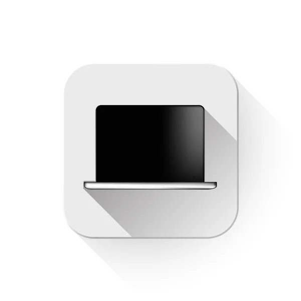 Ordinateur portable avec une longue ombre sur le bouton app — Image vectorielle