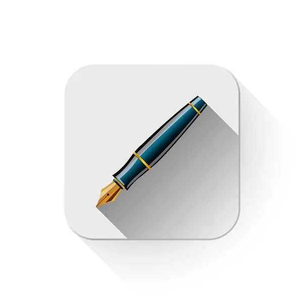 Vector Pen Icon With long shadow over app button — Stock Vector