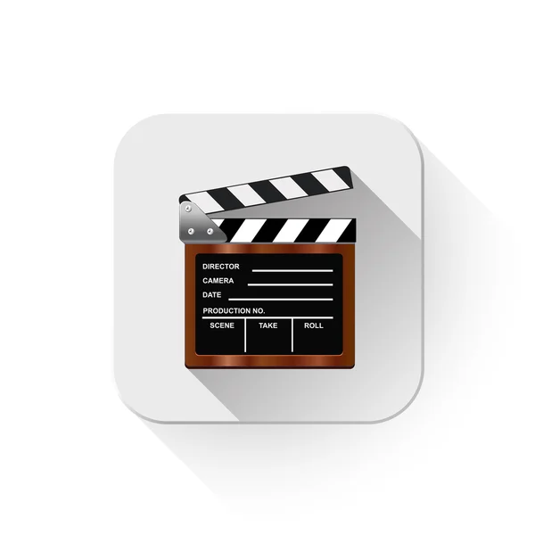 App düğmesinin üzerinde uzun gölge ile boş film tokmağı — Stok Vektör