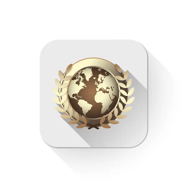 World award icon With long shadow over app button — Stock Vector