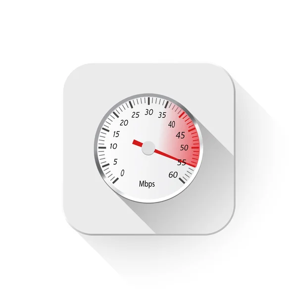 Icono de velocidad Con sombra larga sobre el botón de la aplicación — Vector de stock