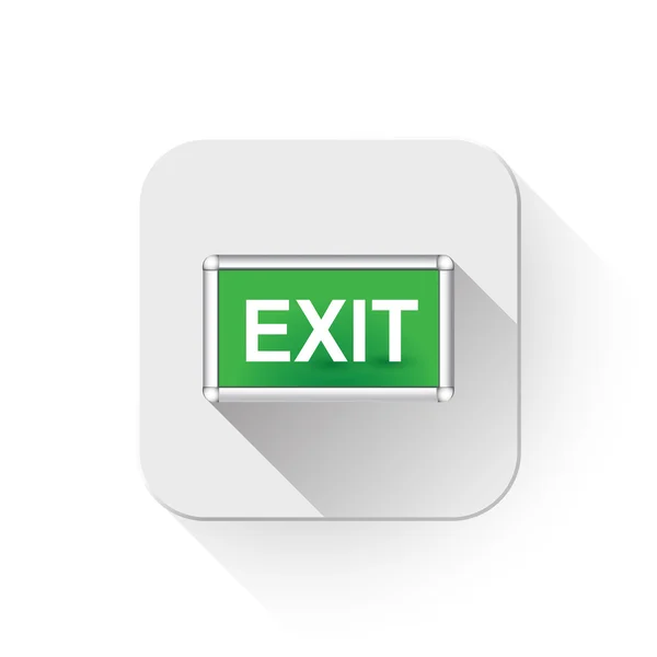 Sinal de saída Com longa sombra sobre o botão app — Vetor de Stock