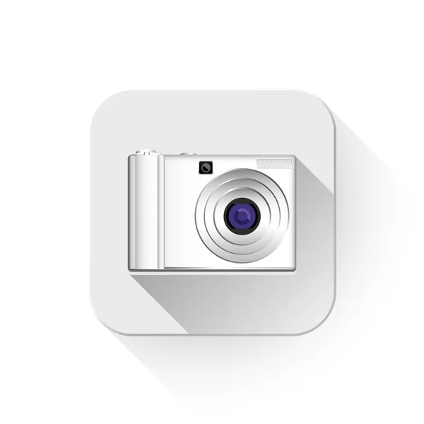 Digital camera With long shadow over app button — Stock Vector