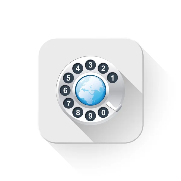 Teléfono del mundo Con sombra larga sobre el botón de la aplicación — Vector de stock