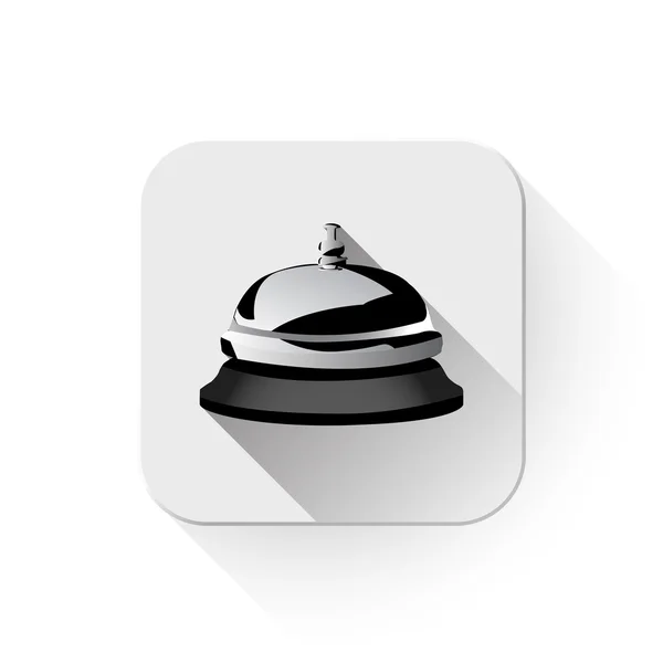 Icono de campana de servicio Con sombra larga sobre botón de aplicación — Archivo Imágenes Vectoriales