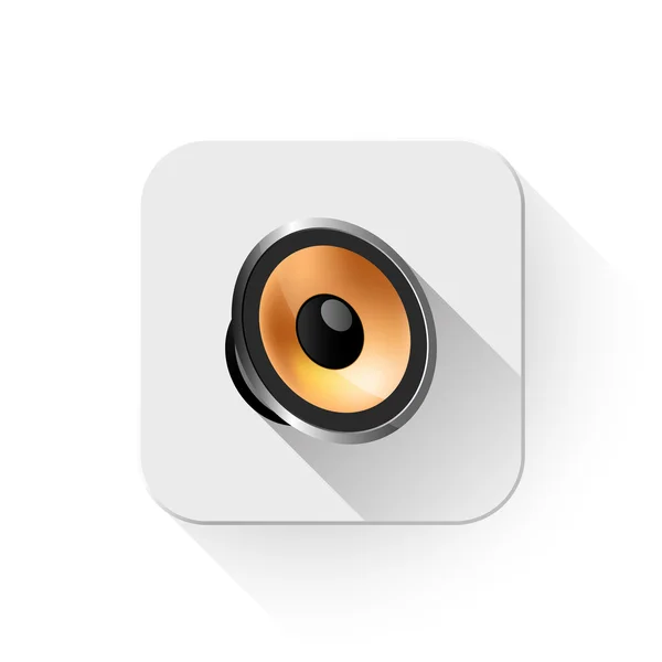 Icono del altavoz Con sombra larga sobre el botón de la aplicación — Vector de stock