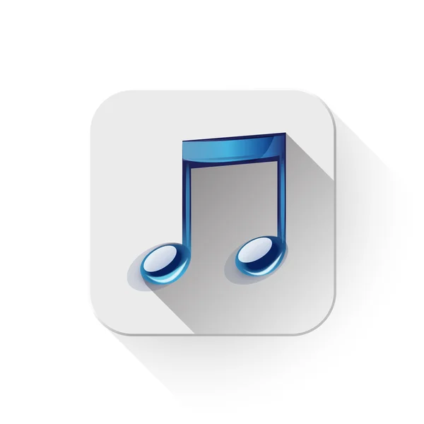 Hudební ikonu s dlouhý stín nad tlačítko app — Stockový vektor